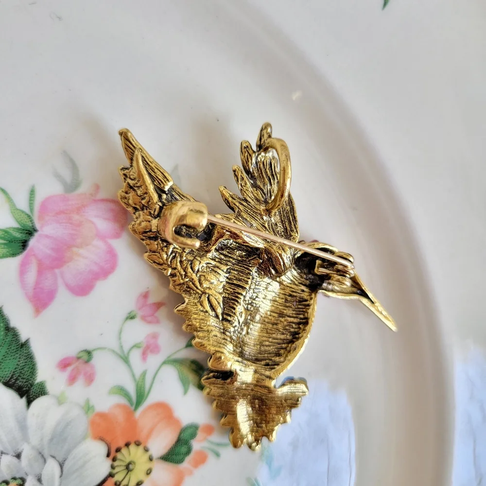 Pink Hummingbird  Brooch Pin Pendant Necklace NWT